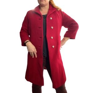 Kapmoor New York Vintage 60s 70s Red Cranberry Wool Blend Coat Women's Large